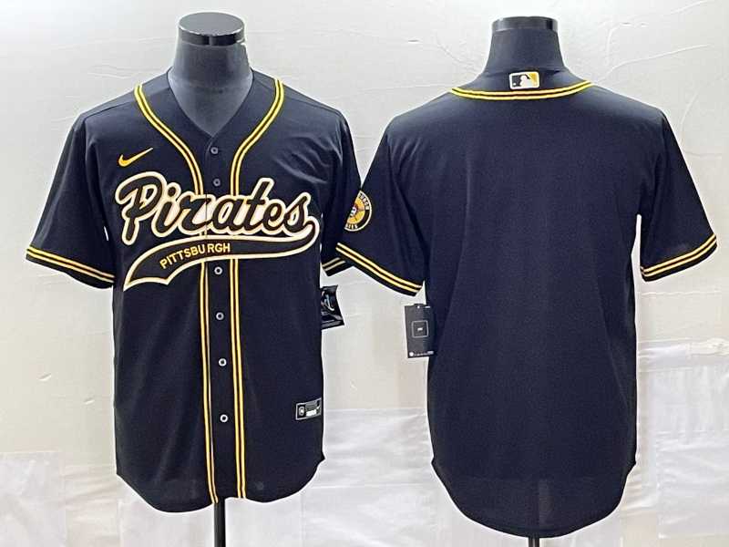 Men%27s Pittsburgh Pirates Blank Black Cool Base Stitched Baseball Jersey